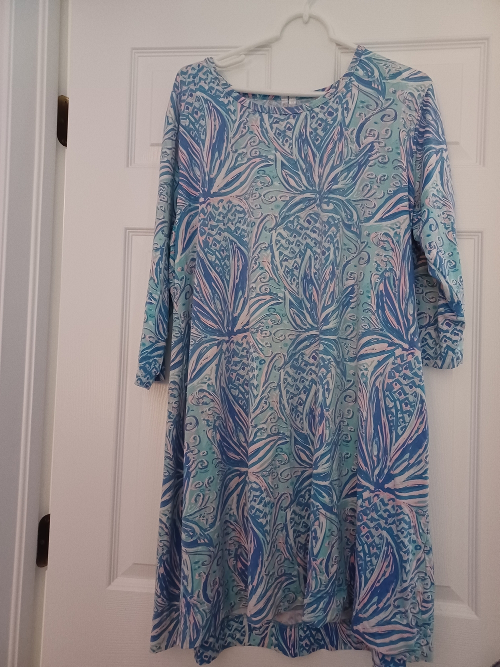 Lulu B. Womens Size 1X Blue & Pink Floral Print Women's Dress